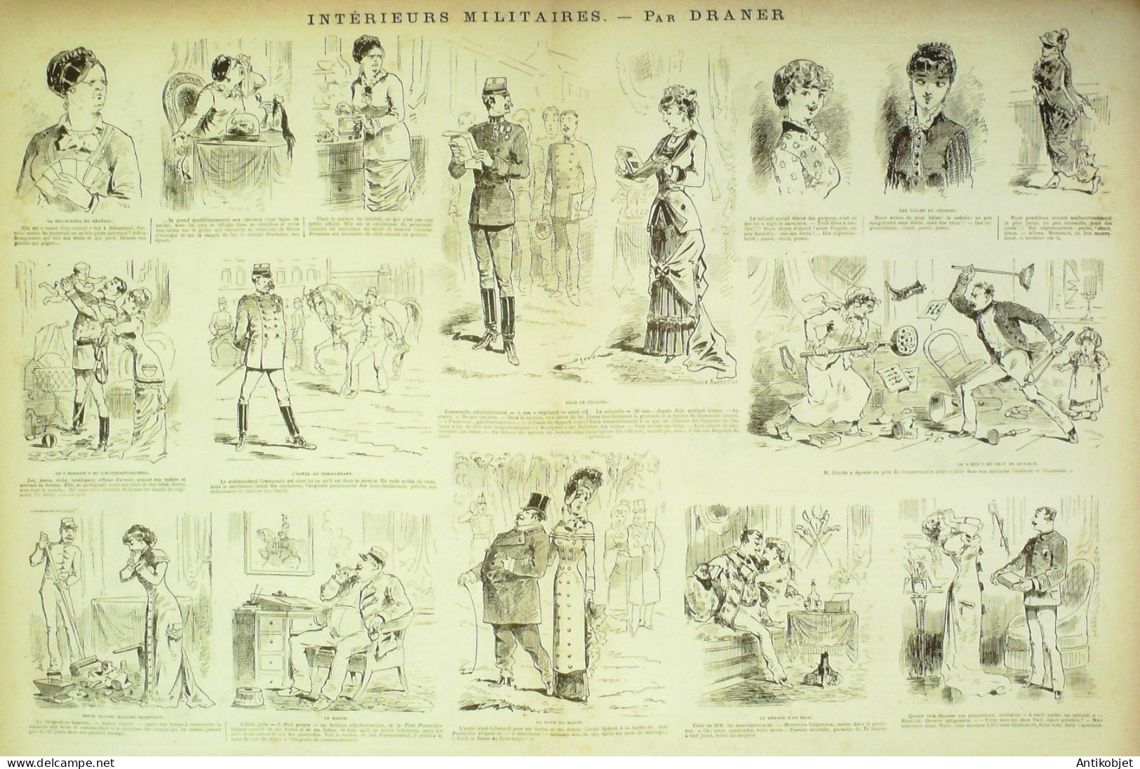 La Caricature 1881 N°  75 Intérieurs Militaires Draner Barret Srarh Bernhardt Robida - Magazines - Before 1900