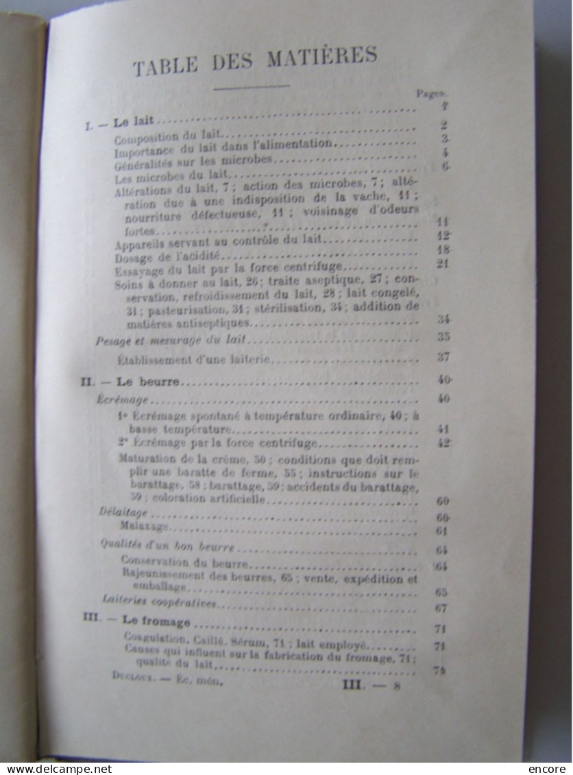 PETITE BIBLIOTHEQUE AGRICOLE. "LE LAIT, LE BEURRE ET LE FROMAGE".    100_3689 A 100_3691 - Otros & Sin Clasificación