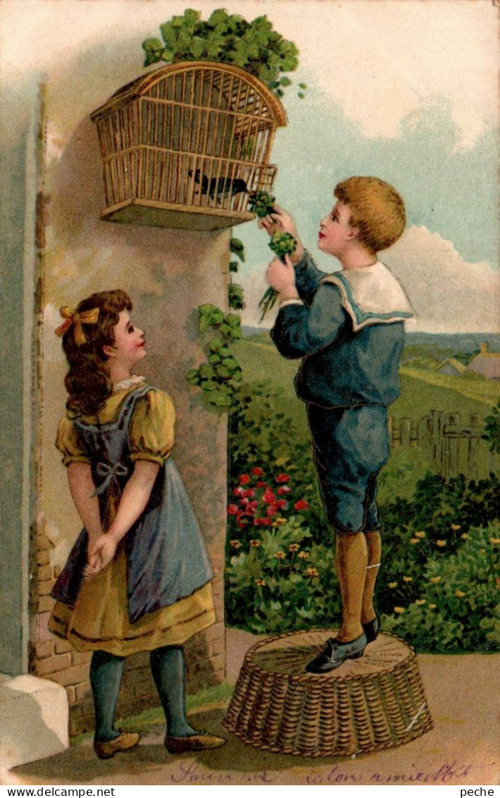 N°822 W -cpa Illustrateur Enfants Cage Oiseau - 1900-1949