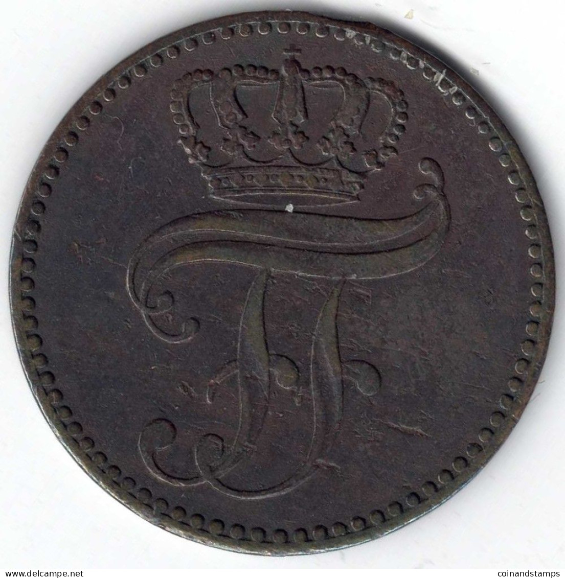 Meckl.-Schwerin Friedich Franz II. (1842-1883) 3 Pfennig 1852 A. (Cu.), Jaeger 56, AKS 48, Ss - Small Coins & Other Subdivisions
