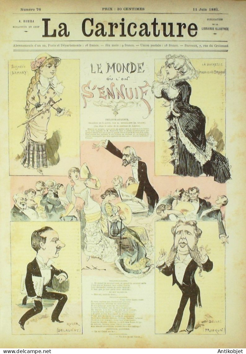 La Caricature 1881 N°  76 Le Monde Où L'on S'ennuit Edouard Pailleron Bach Trock - Magazines - Before 1900