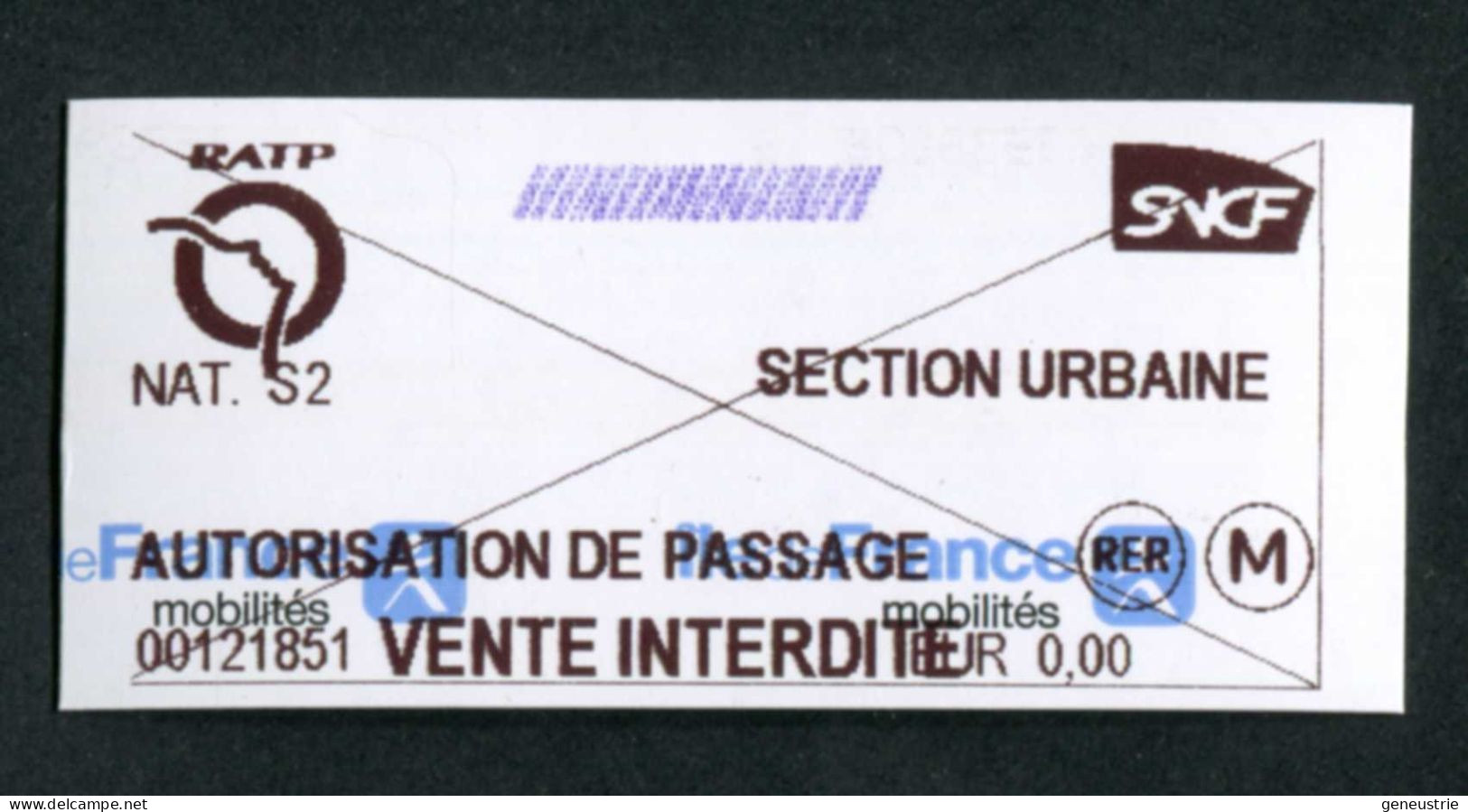 Ticket De Train/métro - Autorisation De Passage (Gare De La Nation) "Ile-de-France-Mobilités" - Europe