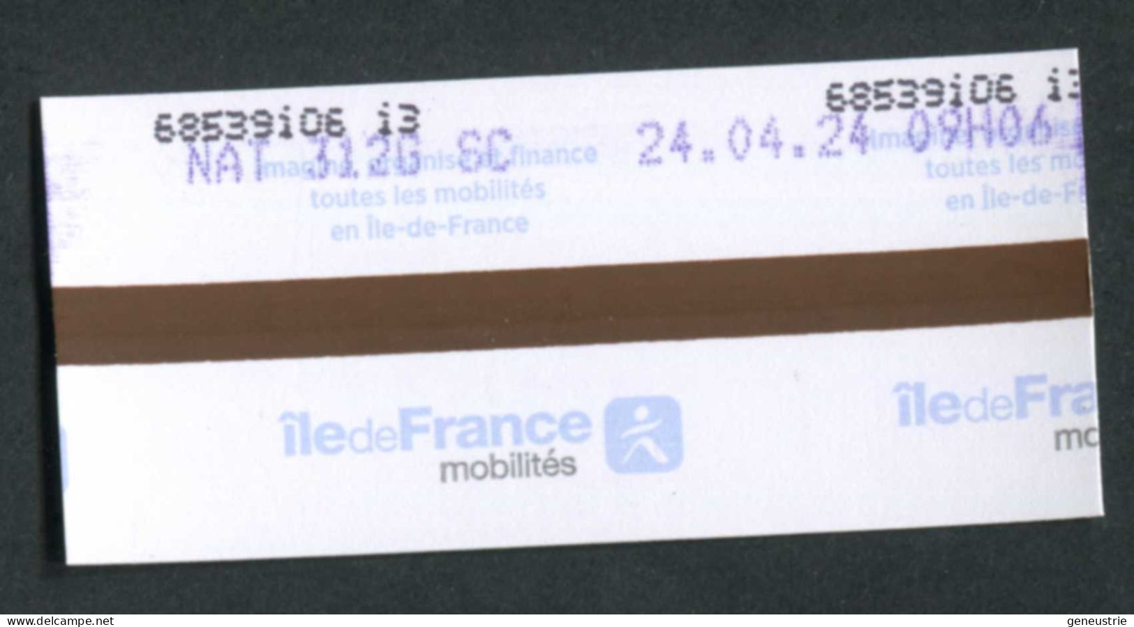 Ticket De Train/métro - Autorisation De Passage (Gare De La Nation) "Ile-de-France-Mobilités" - Europa