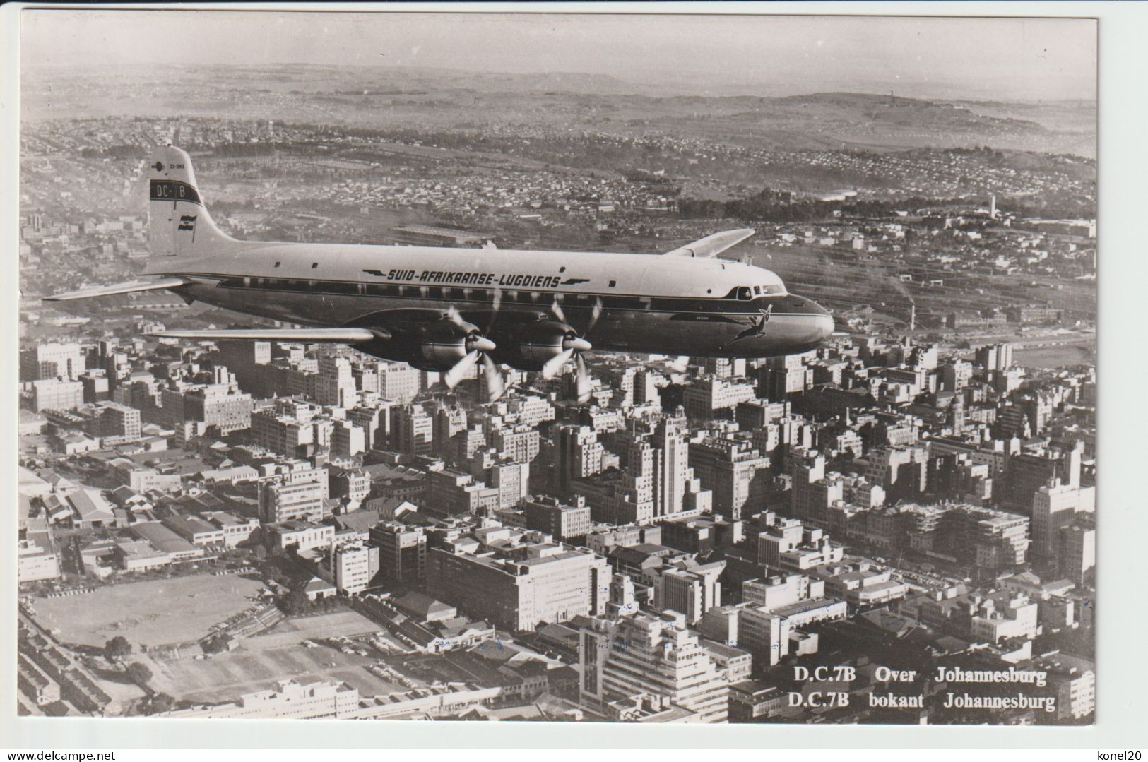 Vintage Rppc SAA, S.A.A.SAL South African Airways Douglas Dc-7B Aircraft - 1946-....: Era Moderna