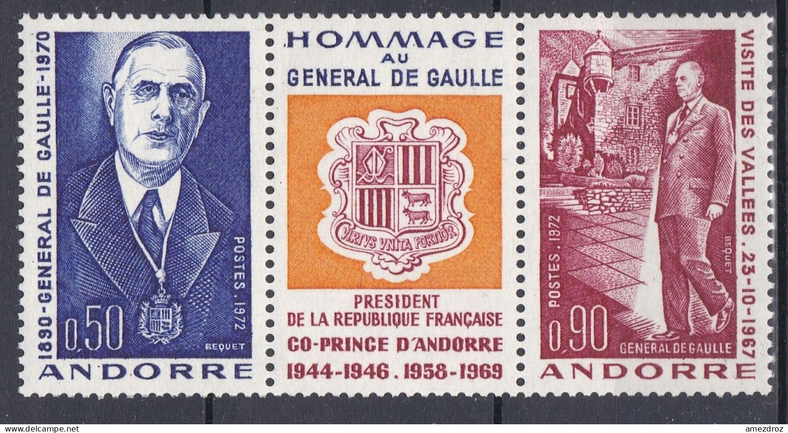 Andorre Français 1972 NMH ** Charles De Gaulle, 1890-1970      (A16) - Ungebraucht