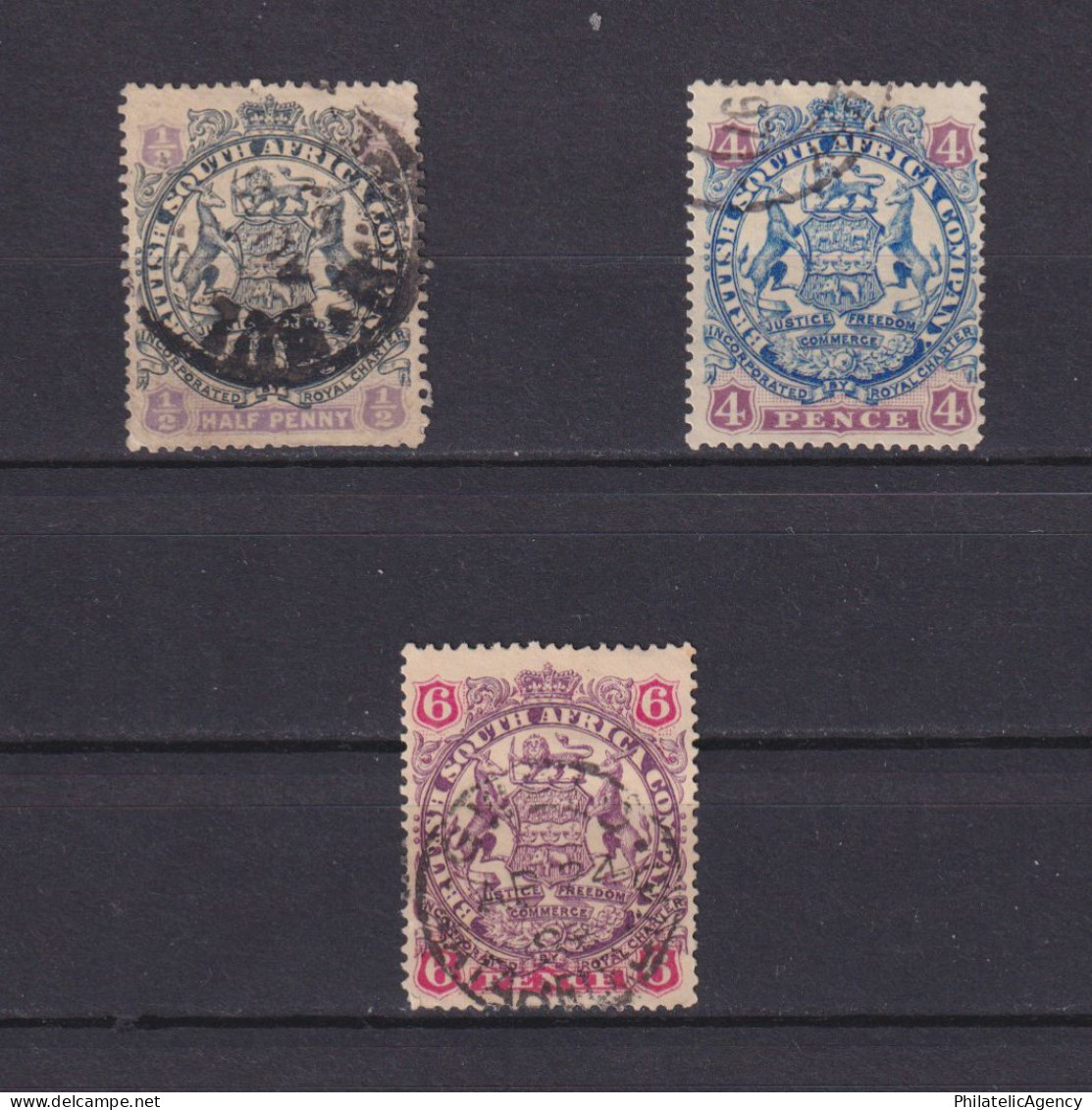 BRITISH SOUTH AFRICA COMPANY (RHODESIA) 1896, SG #41-46, Part Set, Used - Southern Rhodesia (...-1964)