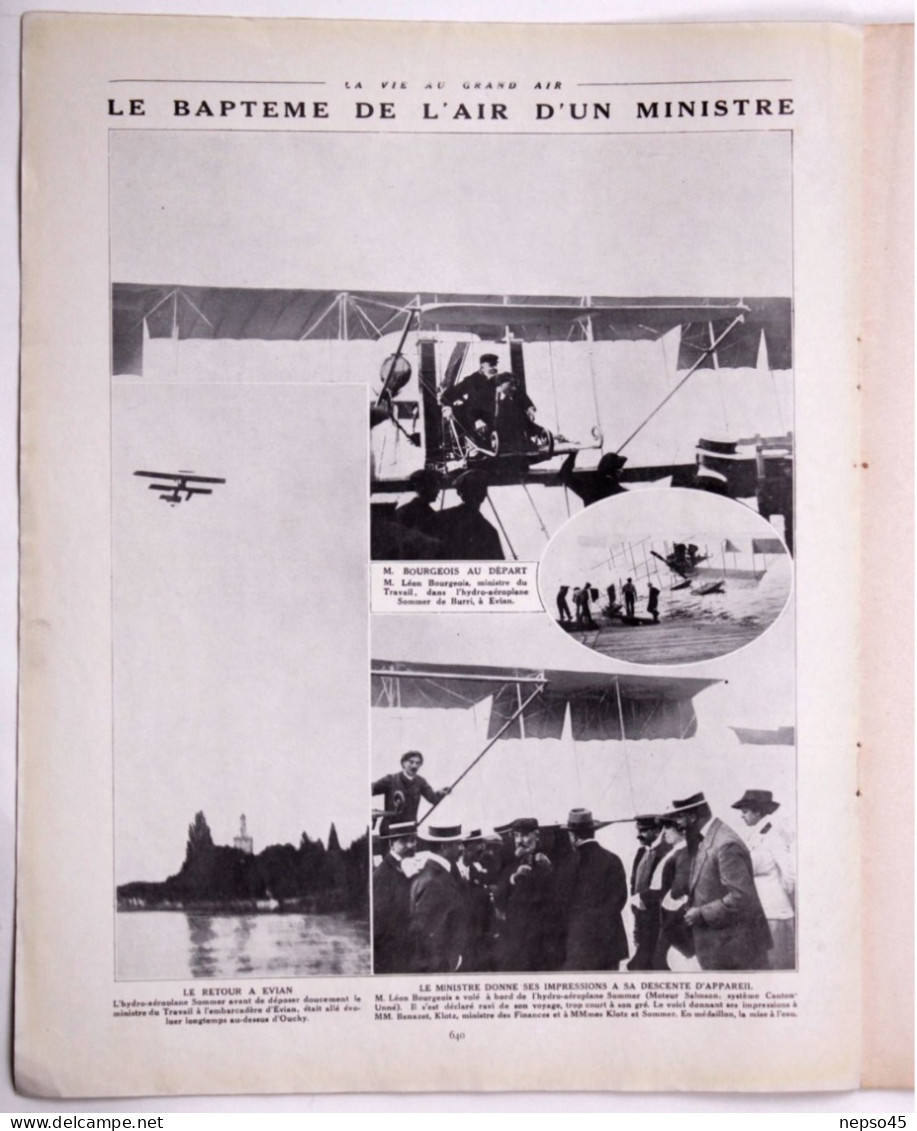 Vie au Grand Air.André Beaumont Champion de l'Hydro-Aéroplane.Audemars Garros Leblanc partent en Sphérique.1912.