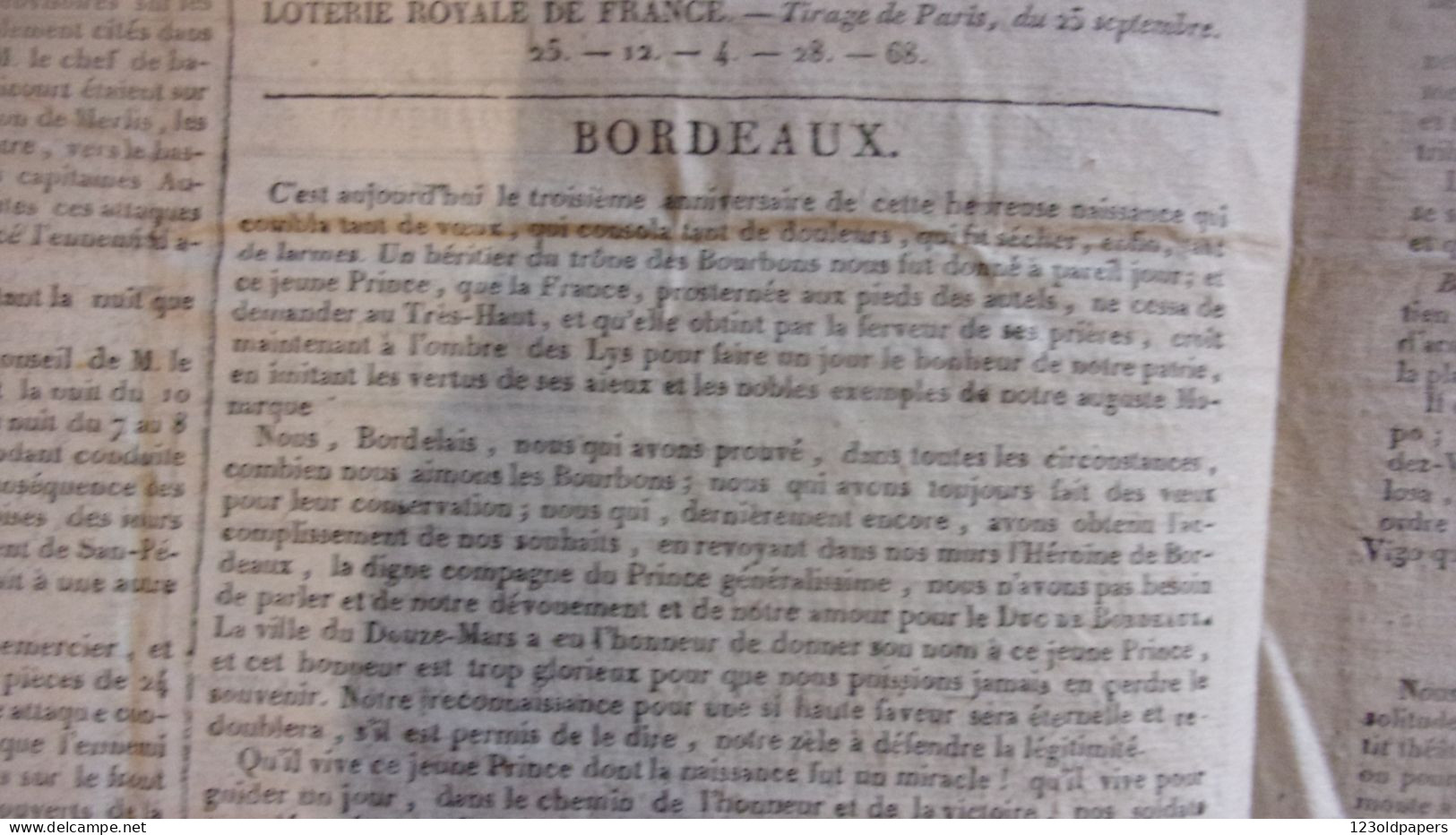 RARE 1823 LE MEMORIAL BORDELAIS JOURNAL POLITIQUE LITTERAIRE /LOUIS XVIII ROI DE FRANCE FLEUR DE LYS ROYAUTE - Aquitaine