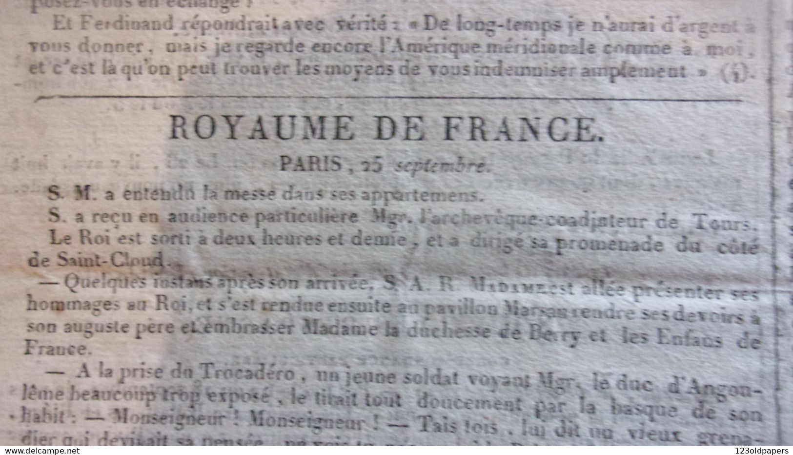 RARE 1823 LE MEMORIAL BORDELAIS JOURNAL POLITIQUE LITTERAIRE /LOUIS XVIII ROI DE FRANCE FLEUR DE LYS ROYAUTE