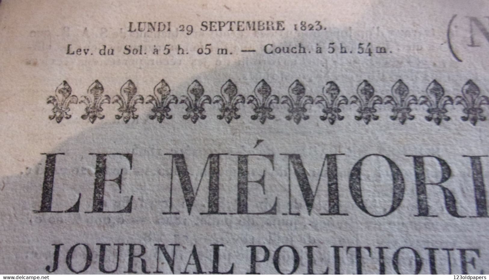 RARE 1823 LE MEMORIAL BORDELAIS JOURNAL POLITIQUE LITTERAIRE /LOUIS XVIII ROI DE FRANCE FLEUR DE LYS ROYAUTE