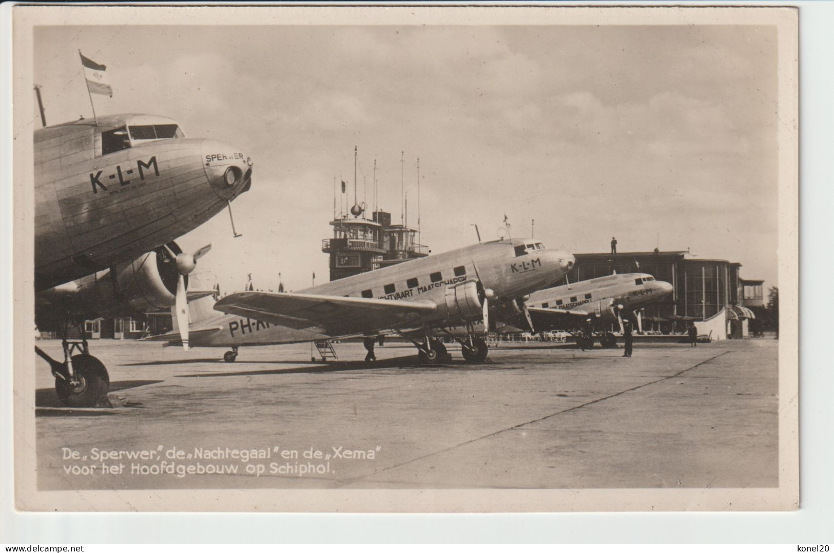 Vintage Rppc KLM K.L.M. Douglas Dc-3 Aircraft @ Vliegveld Schiphol Amsterdam Airport - 1919-1938: Entre Guerras