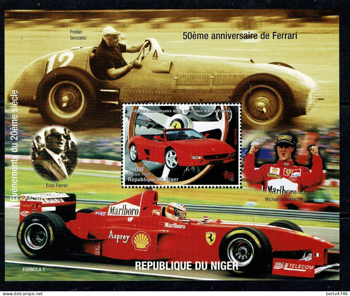 Niger 1998  Yv. Bl 107** MNH - 50ème Anniversaire De Ferrari / 50ste Verjaardag Ferrari - Michael Schumacher - Niger (1960-...)