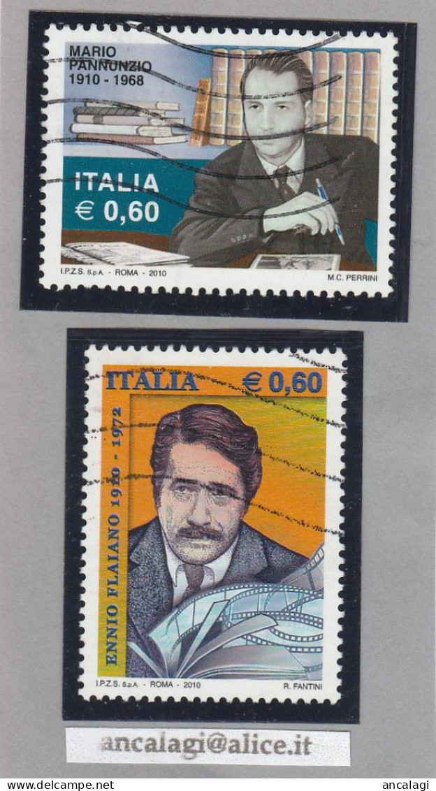 USATI ITALIA 2010 - Ref.1150 "ENNIO FLAIANO E MARIO PANNUNZIO" Serie Di 2 Val. - - 2001-10: Gebraucht