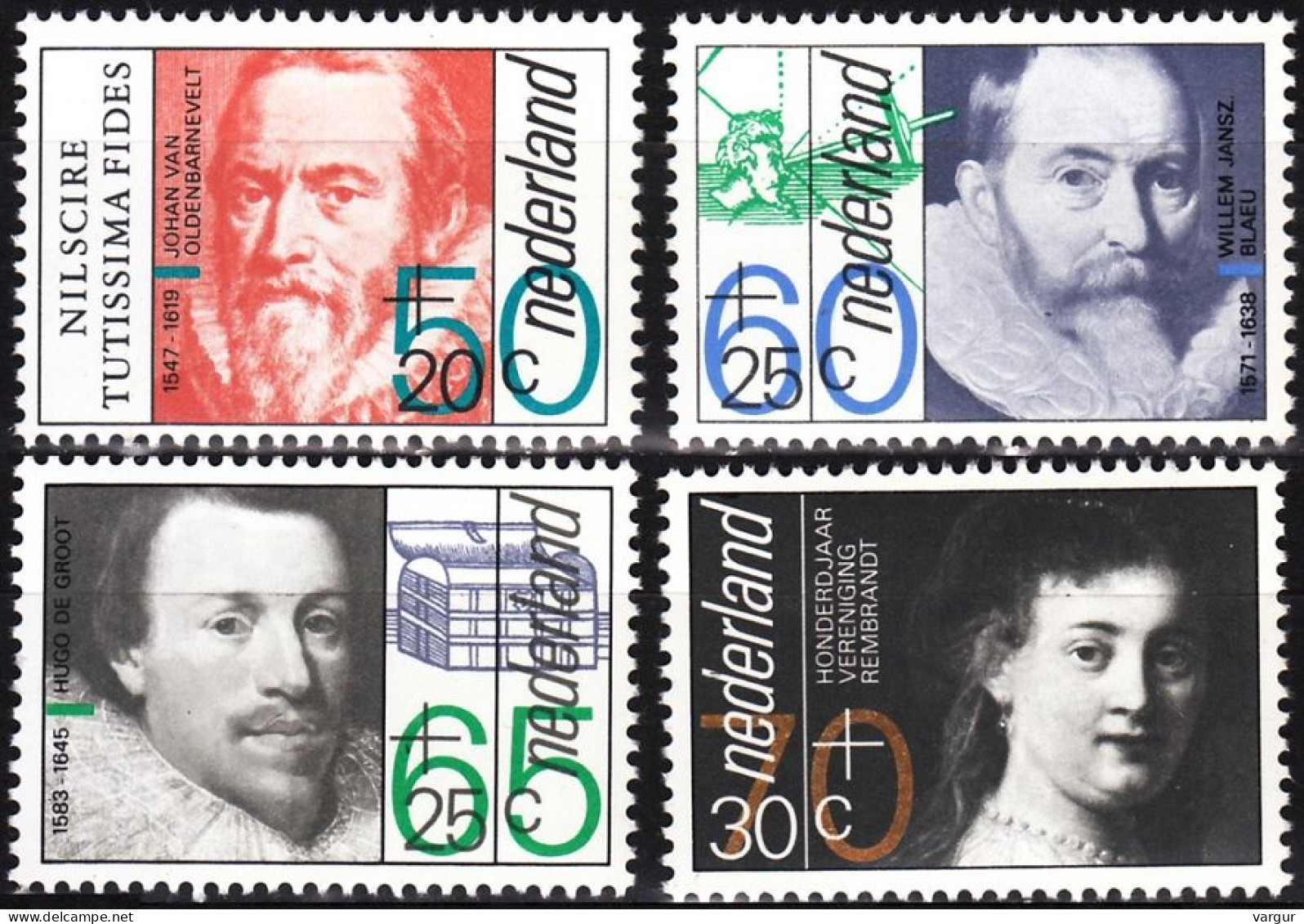 NETHERLANDS 1983 Mi. 1228-31. Summer Stamps. Famous People Of 17th Cent. Rembrandt, MNH - Ongebruikt