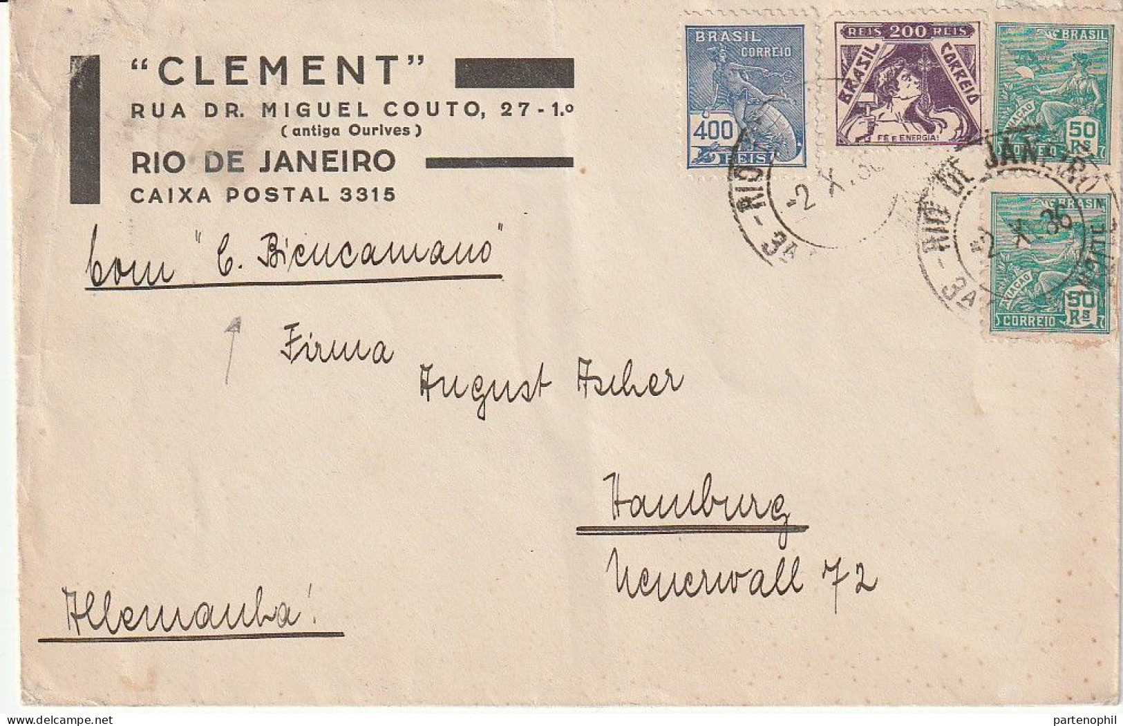 Brasil Brasilien 1936 -  Postgeschichte - Storia Postale - Histoire Postale - Briefe U. Dokumente