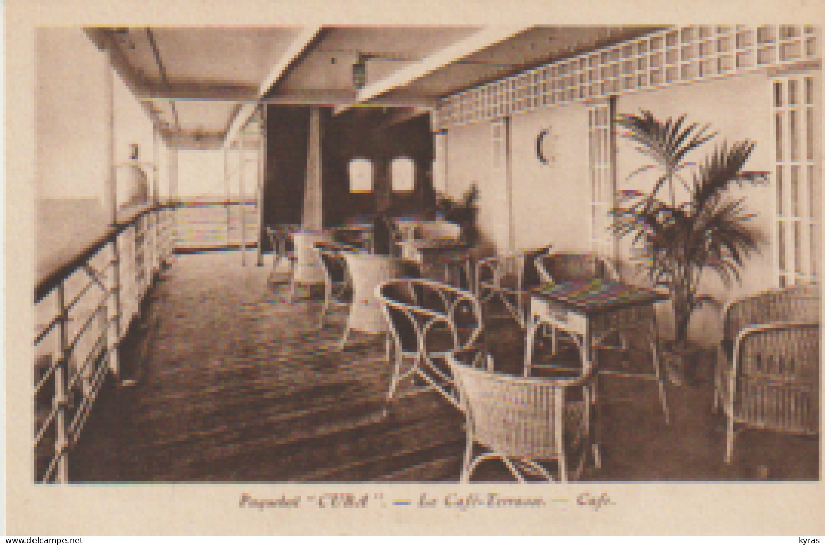 3 Cpa Paquebot " CUBA": 1/ Le Café-terrasse  2/ Fumoir 1ère Classe 3/ Salle à Manger 1ère Classe - Paquebote