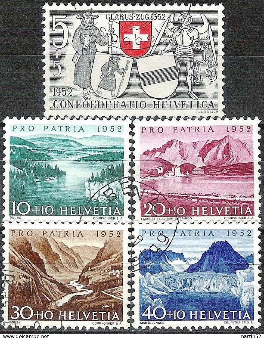 Schweiz Suisse Pro Patria 1952: Zu WII 56-60 Mi 570-574 Yv 521-525 Mit ET-⊙ BERN 31.V.1952 Ausgabetag - Used Stamps