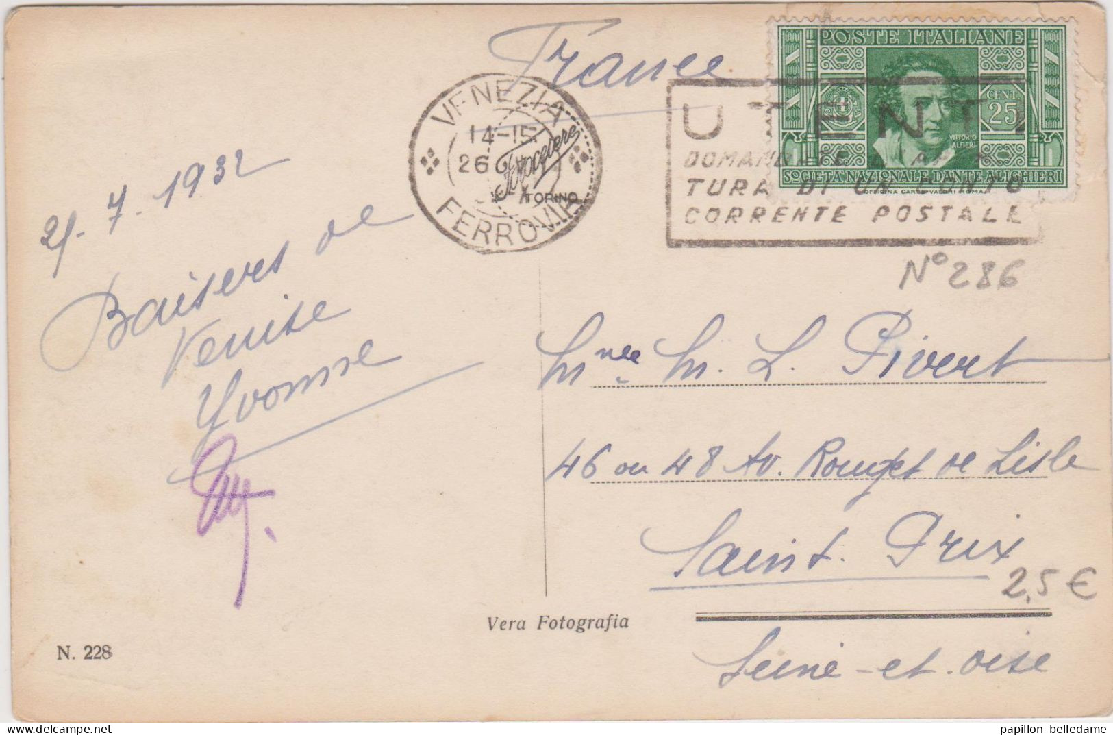 VENEZIA  - Timbre Italie  1932 - Venezia (Venedig)