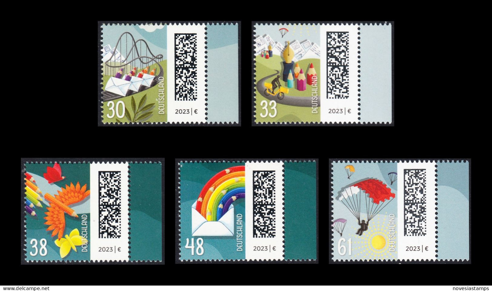 !a! GERMANY 2023 Mi. 3732-3736 MNH SET Of 5 SINGLES W/ Right Margins (a) - World Of Letters - Ungebraucht