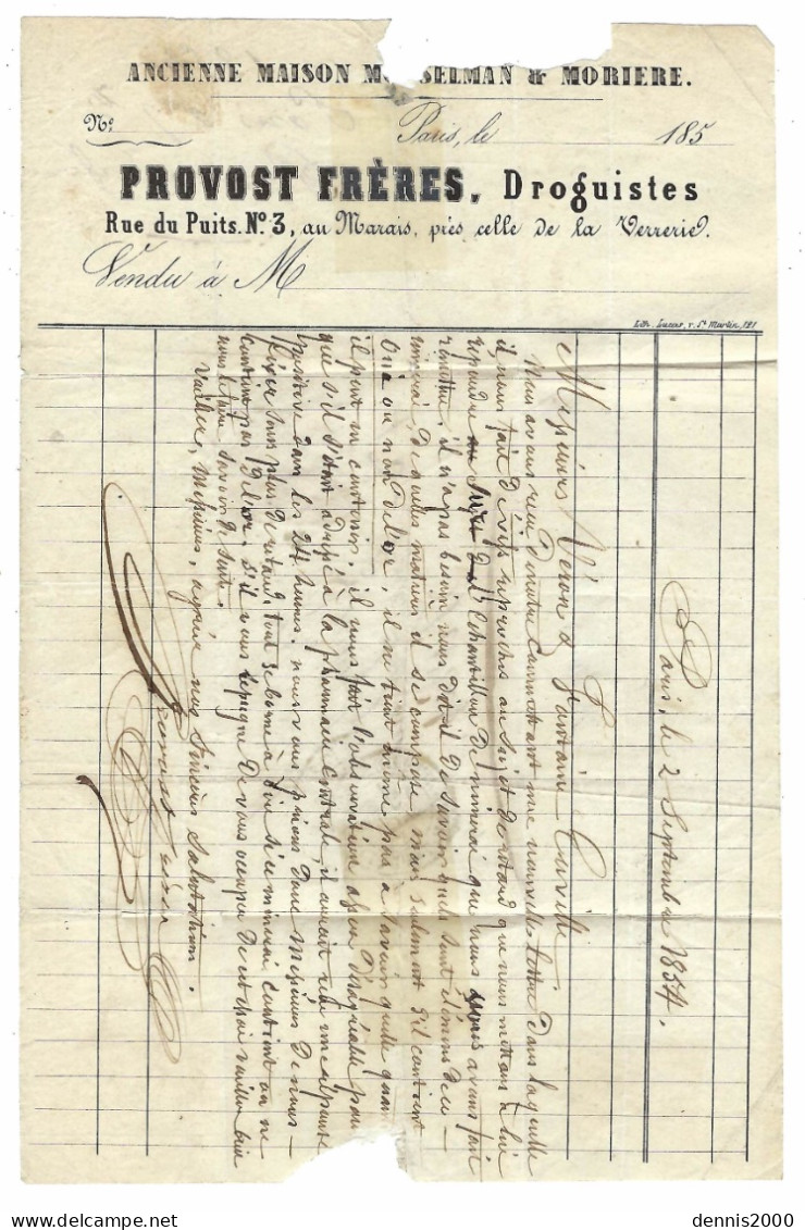 1854 - Lettre PARIS Pour Paris Affr. N°9 10 C Rep.Française ( 4 Très Belles Marges ) Oblit. étoile Pleine + Cad N°1337 - 1849-1876: Periodo Classico