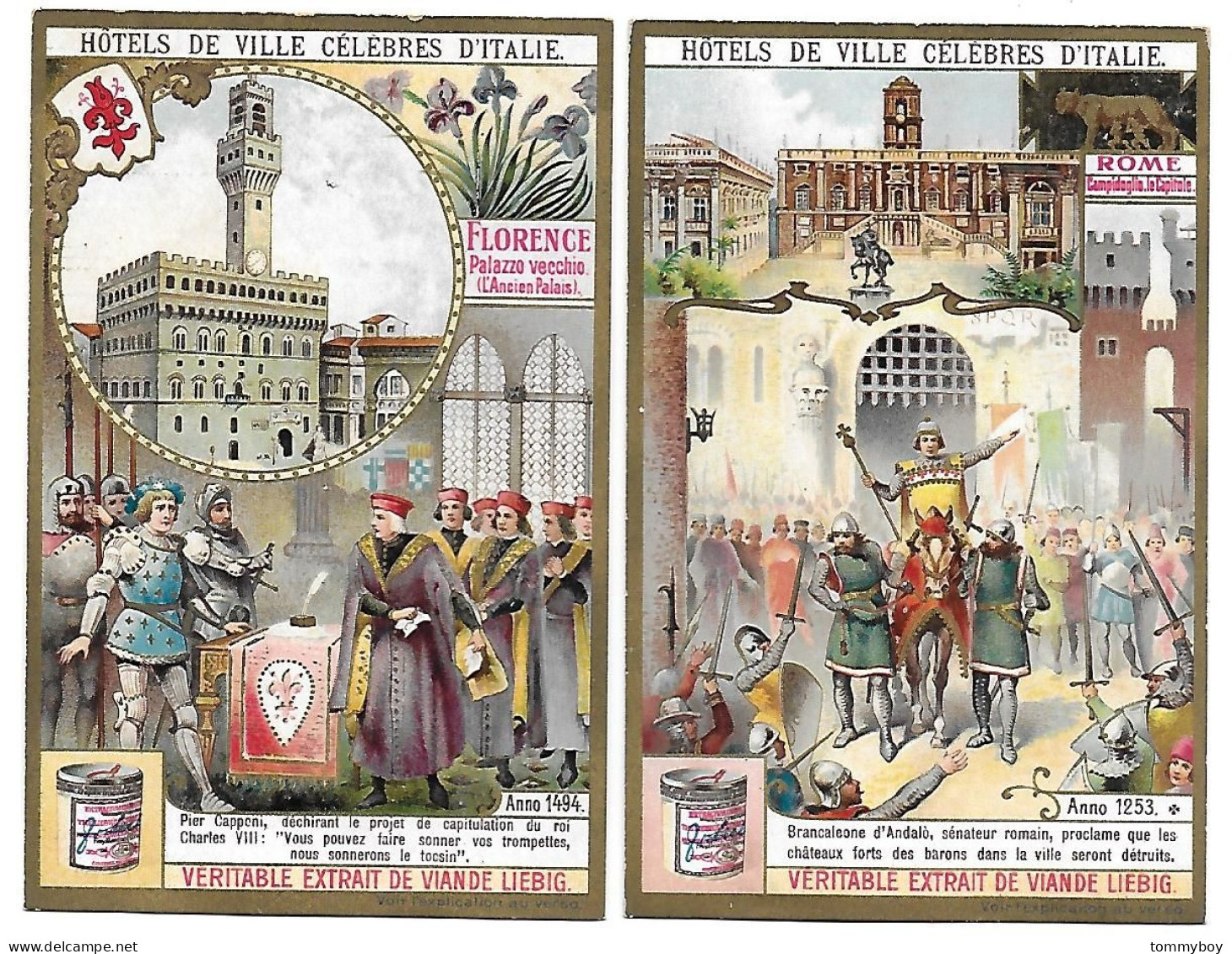 S 859, Liebig 6 Cards, Hôtels De Ville Célèbres D`Italie (ref B23) - Liebig