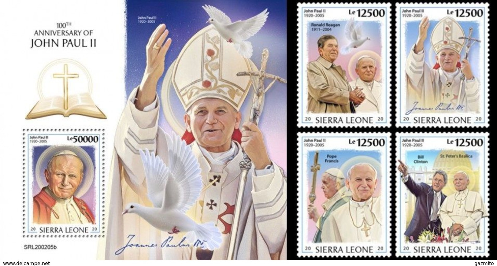 Sierra Leone 2020, Pope J. Paul II, 4val +BF - Sierra Leone (1961-...)