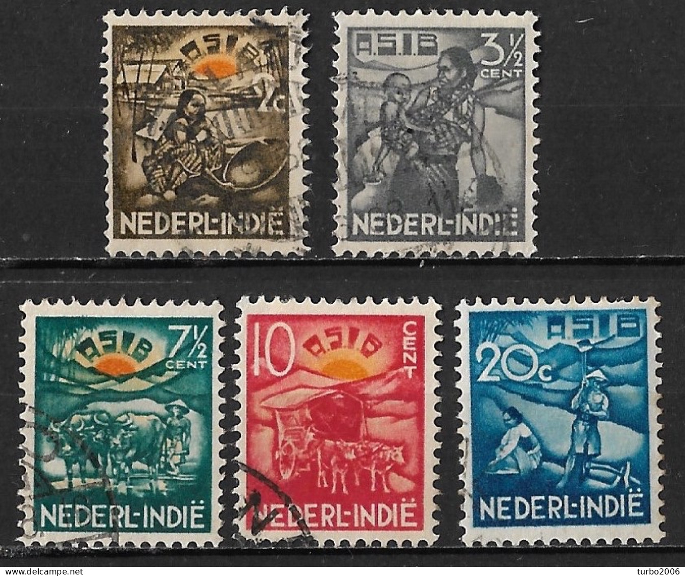 Ned. Indië: 1937 A.S.I.B. Complete Gestempelde Serie NVPH 230 / 234 - Nederlands-Indië