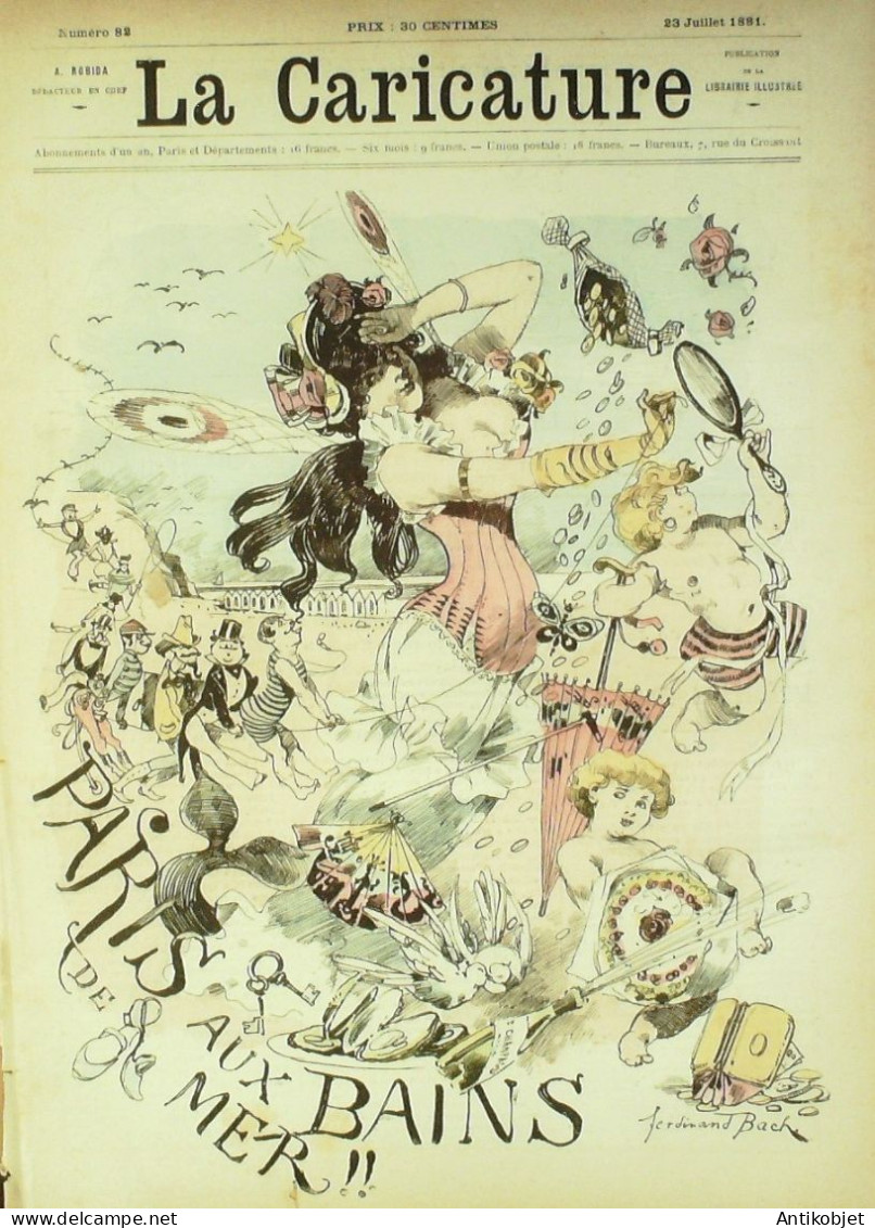 La Caricature 1881 N°  82 Paris Aux Bains De Mer Bach Jules Claretie Robida - Magazines - Before 1900