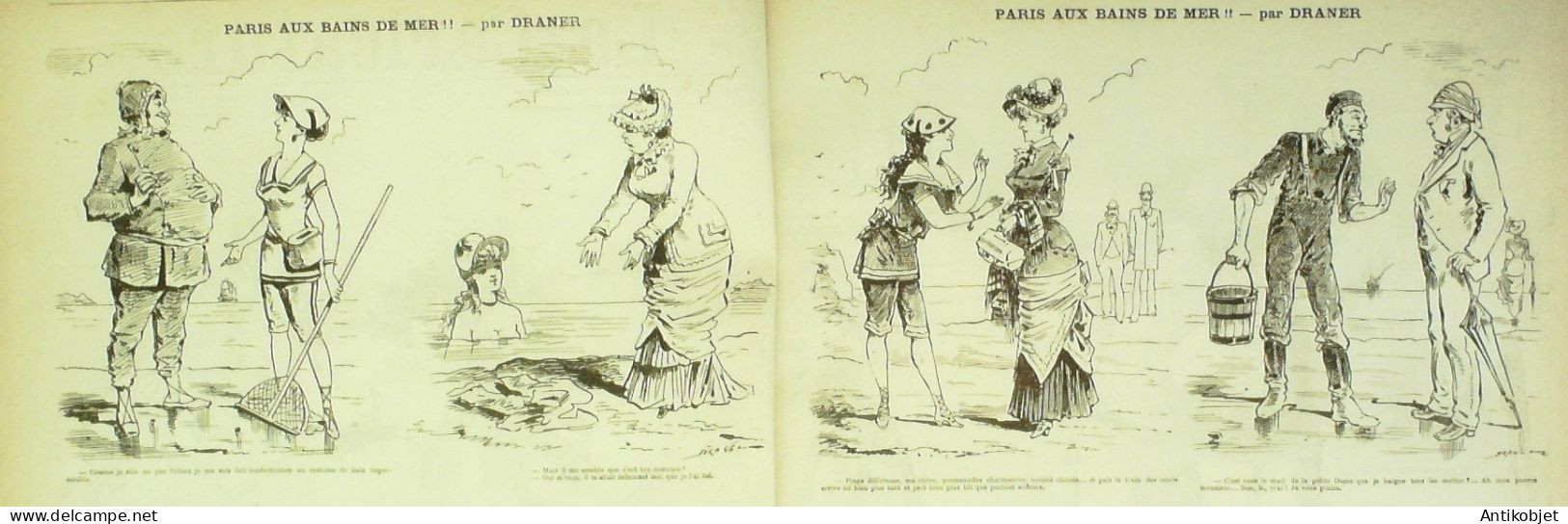 La Caricature 1881 N°  82 Paris Aux Bains De Mer Bach Jules Claretie Robida - Magazines - Before 1900