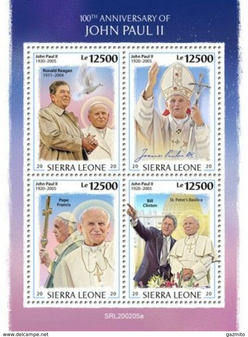 Sierra Leone 2020, 100th Pope J. Paul II, 4val In BF - Sierra Leona (1961-...)