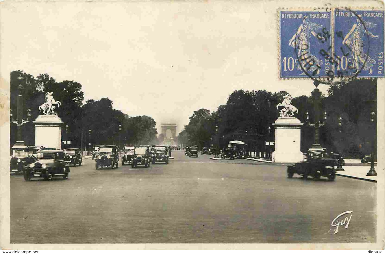 75 - Paris - Avenue Des Champs-Elysées - Automobiles - CPA - Oblitération Ronde De 1936 - Voir Scans Recto-Verso - Champs-Elysées