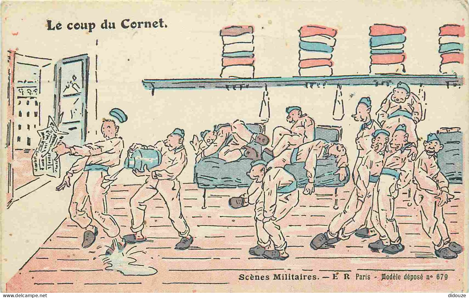 Militaria - Humoristique - Le Coup Du Cornet - Scènes Militaires - Illustration - CPA - Voir Scans Recto-Verso - Humoristiques