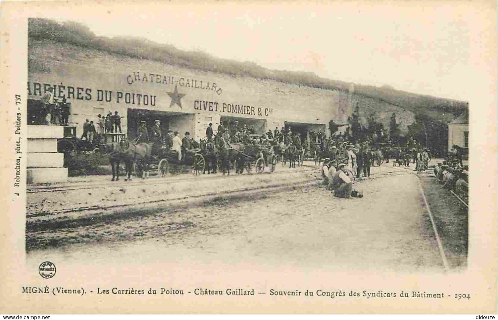 86 - Migné - Les Carrières Du Poitou - Château Gaillard — Souvenir Du Congrès Des Syndicats Du Bâtiment - 1904 - Animée  - Autres & Non Classés