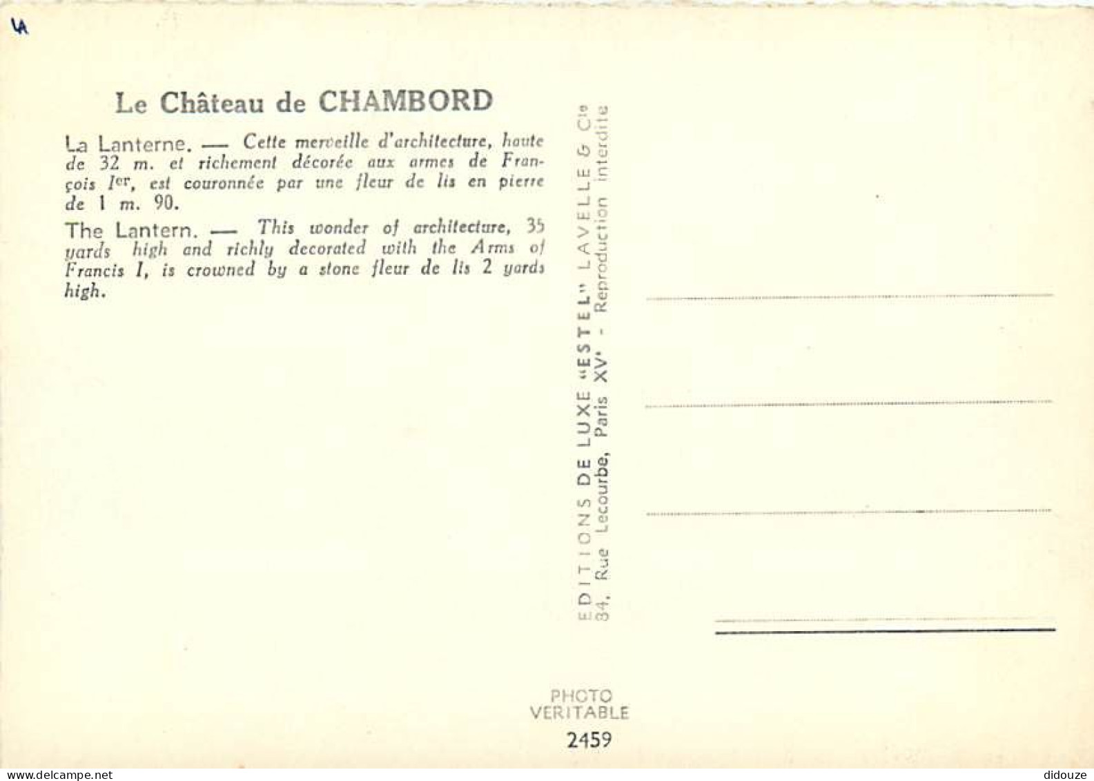 41 - Chambord - Le Château - La Lanterne - Carte Dentelée - CPSM Grand Format - Voir Scans Recto-Verso - Chambord