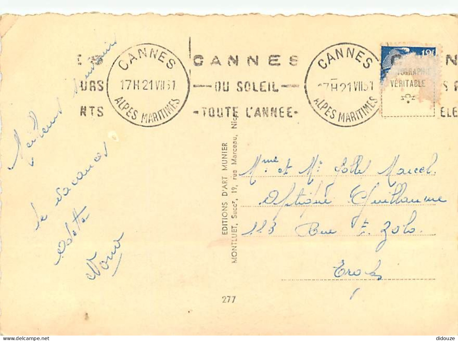 06 - Cannes - Vue Prise Du Suquet - Carte Dentelée - CPSM Grand Format - Etat Pli Visible - Voir Scans Recto-Verso - Cannes