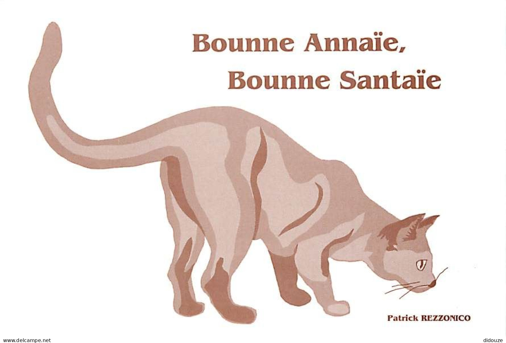 Animaux - Chats - Dessin - Illustration - Patrick Rezzonico - Vœux En Patois - Bounne Annaie Bounne Santaie - CPM - Voir - Cats