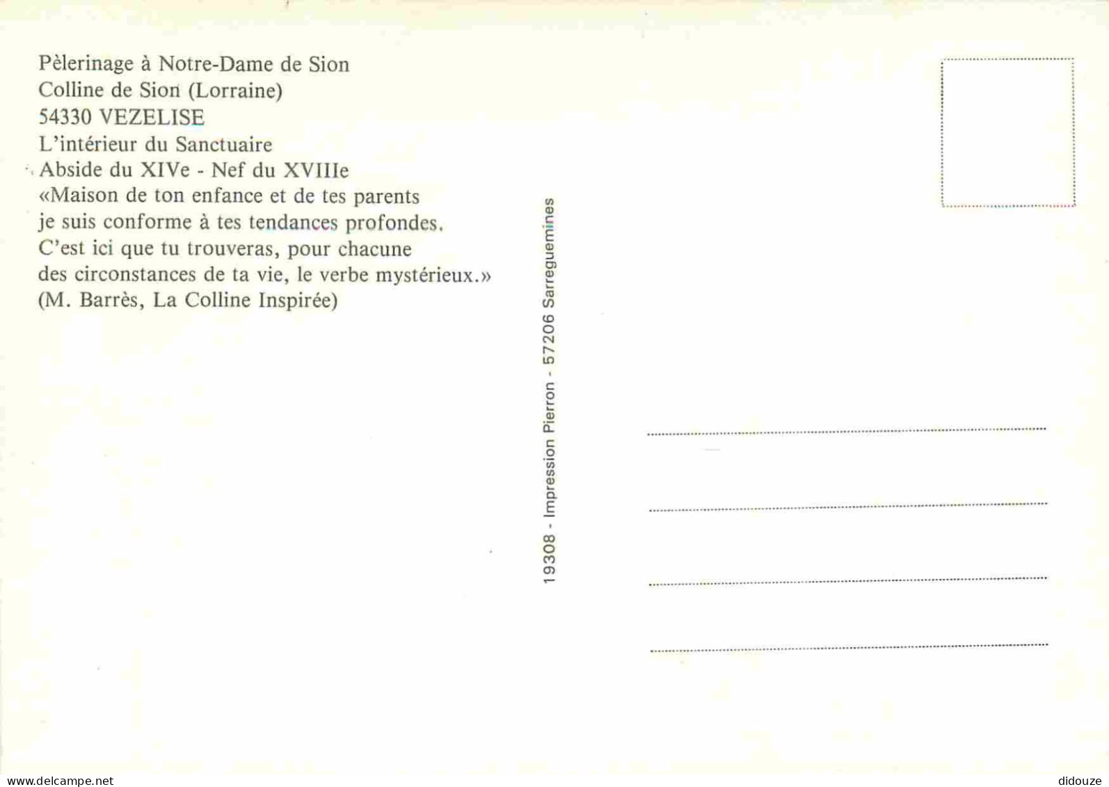54 - Vezelise - Pèlerinage De Notre Dame De Sion - Intérieur Du Sanctuaire - Abside - CPM - Voir Scans Recto-Verso - Vezelise
