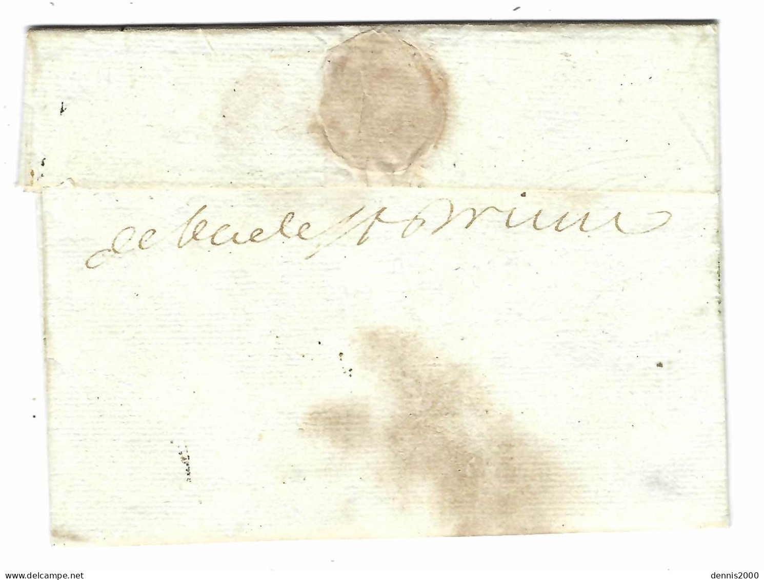 1780 - Lettre De PARIS P Dans Un Triangle Noir Taxe 10 Sous Pour Lamballe - Au Dos " Deb De St Brieuc " Manuscrit - 1701-1800: Précurseurs XVIII