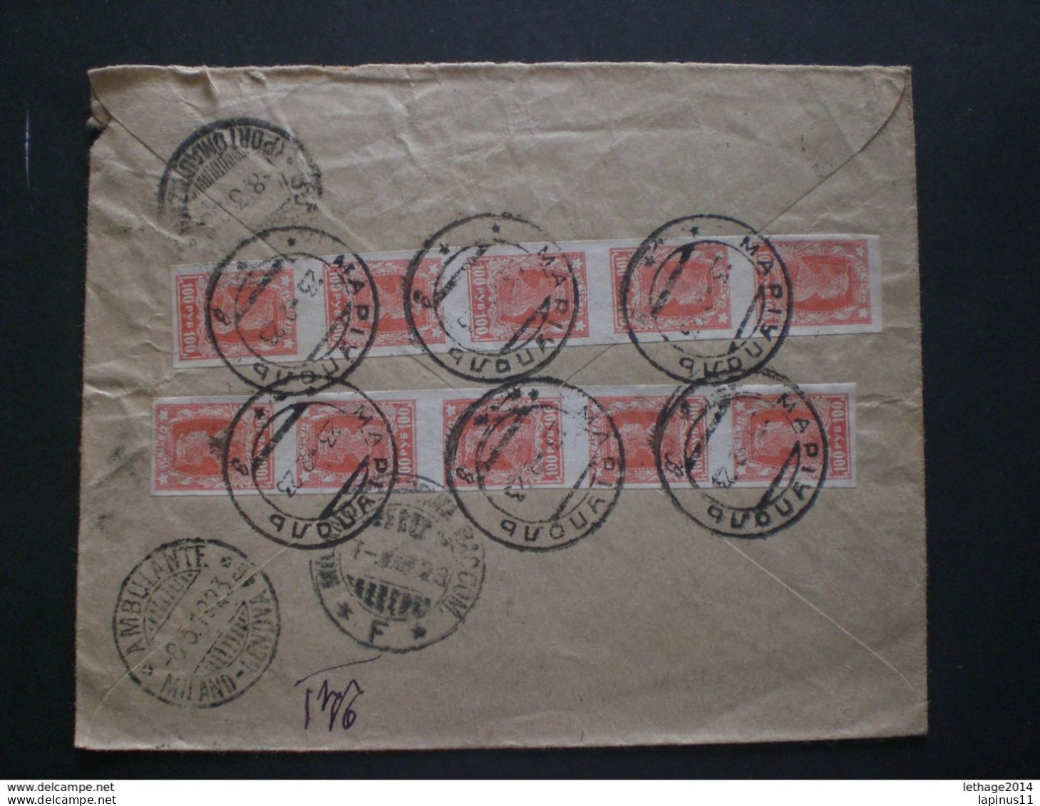 RUSSIA RUSSIE РОССИЯ STAMPS COVER 1923 REGISTER MAIL RUSSLAND TO ITALY OVER STAMPS RRR RIF. TAGG (178) - Covers & Documents