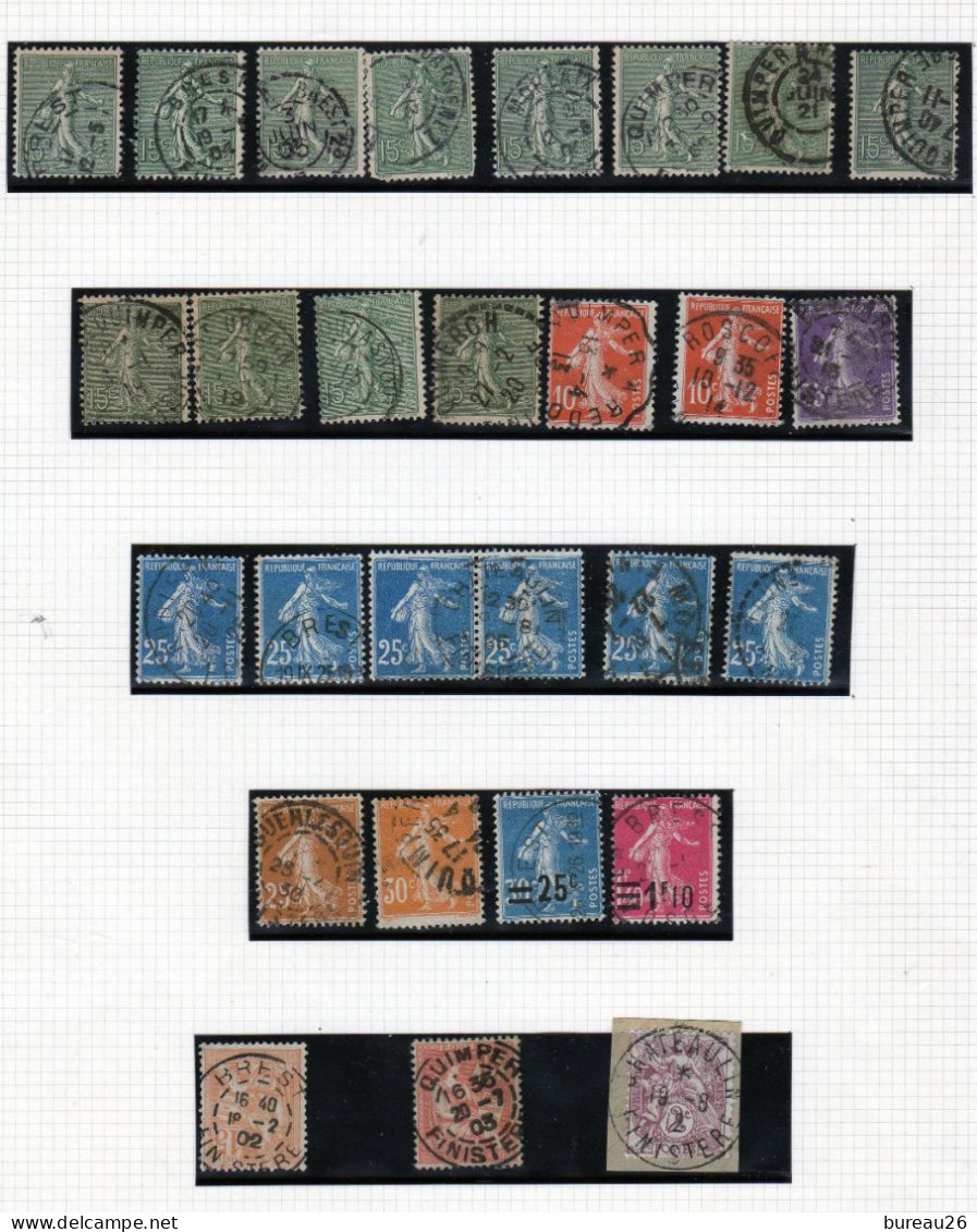 France Semeuses Oblitérations Du Finistère - Used Stamps