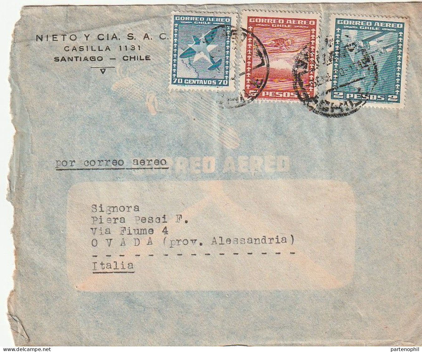Chile 1950 -  Postgeschichte - Storia Postale - Histoire Postale - Chile