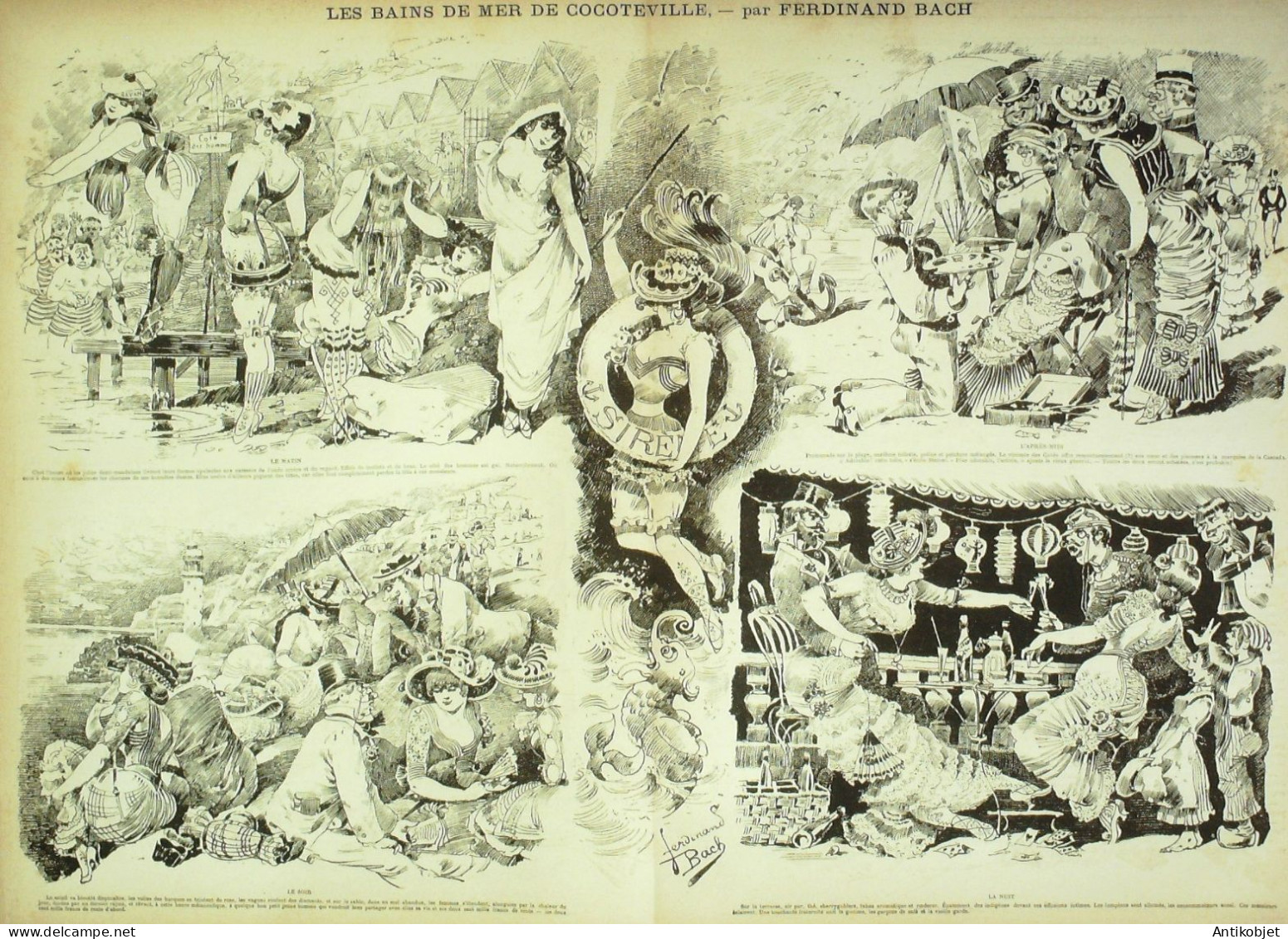 La Caricature 1881 N°  85 Baigneurs & Buveurs D'eau Des Vosges Loys Bains De Mer Cocoteville Bach - Magazines - Before 1900