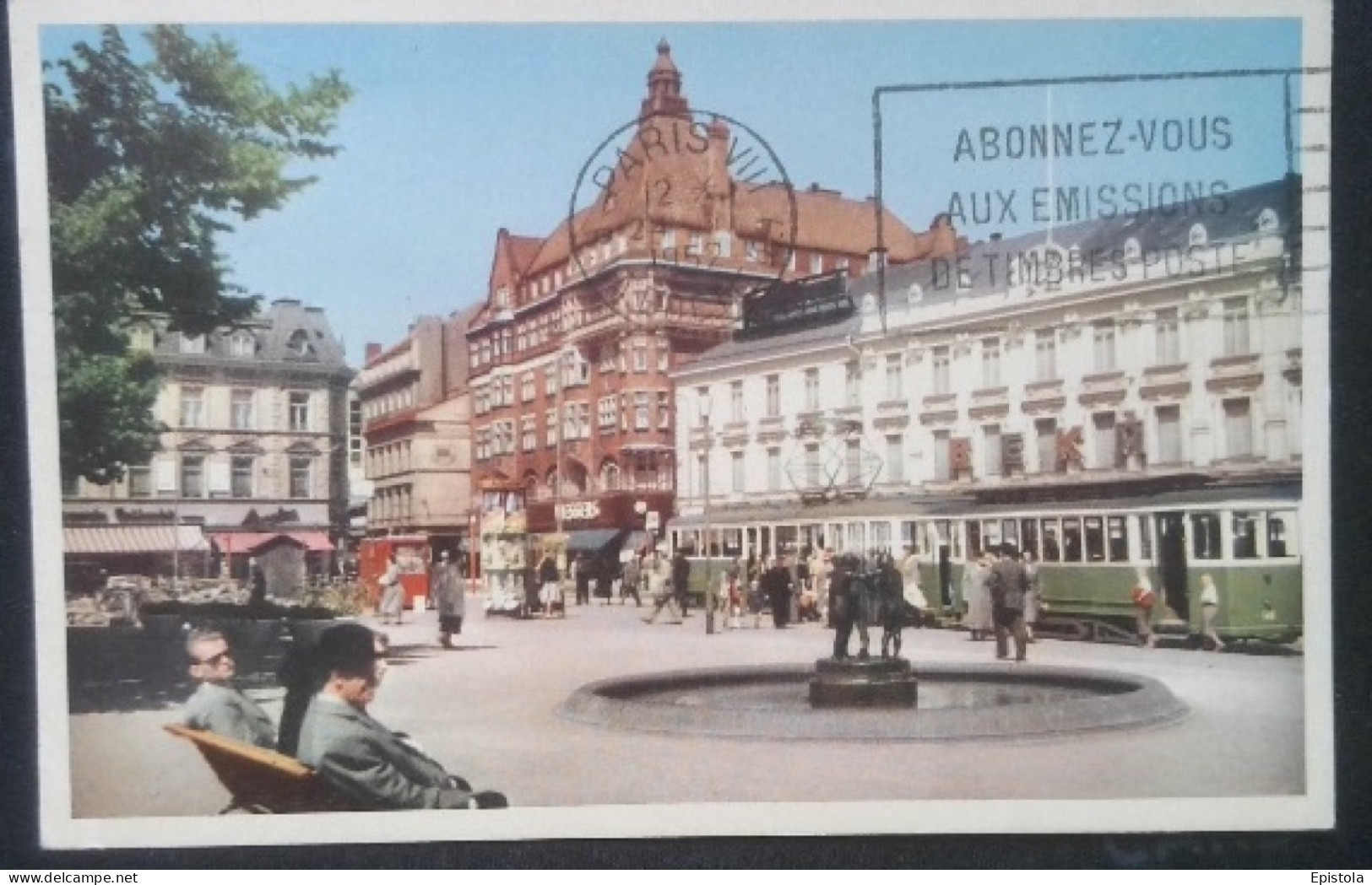 ► Cpsm MALMO Tramway Station Gustavus Adolfus Square      Timbre Verso 1952 - Zweden