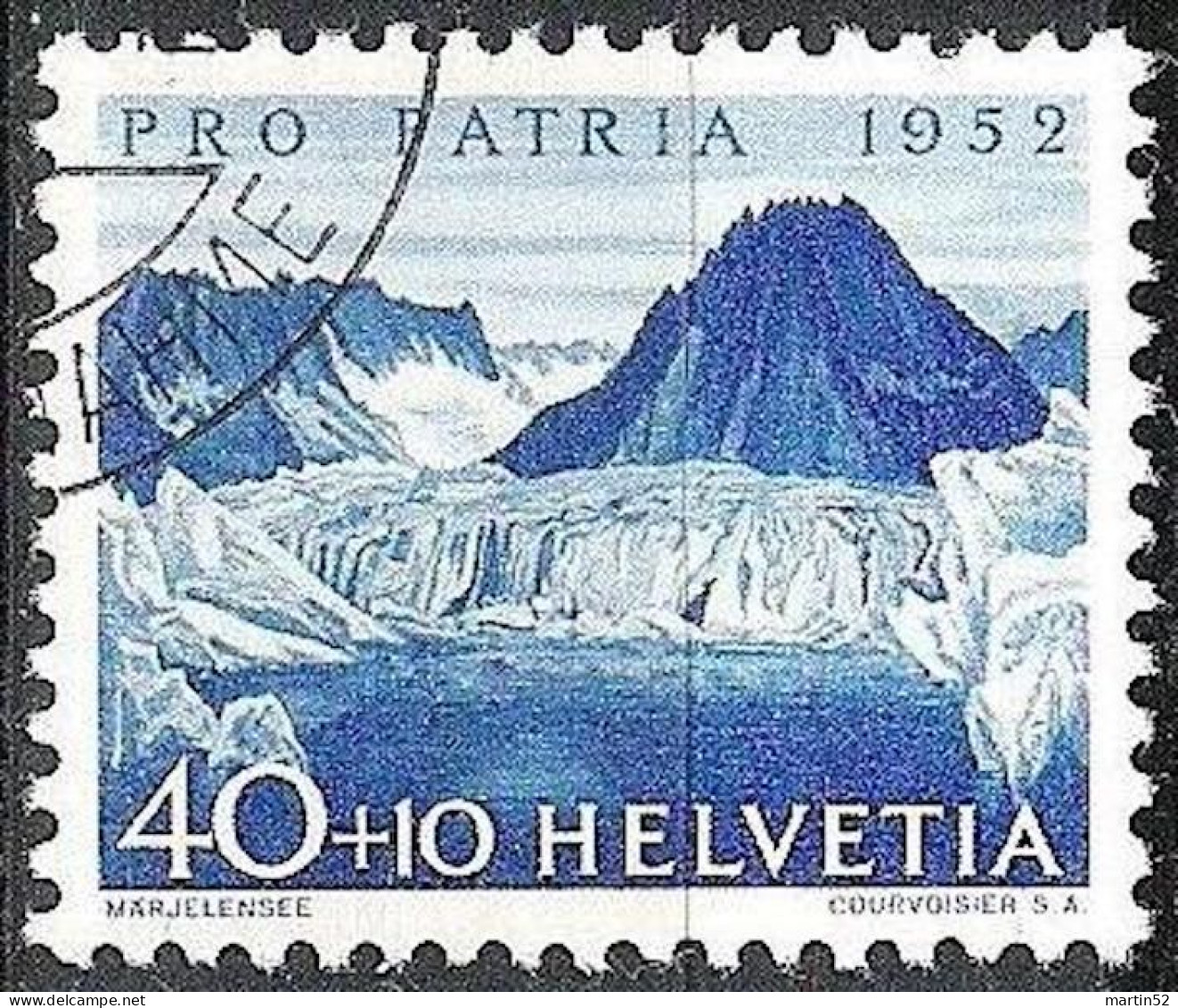 Schweiz Suisse Pro Patria 1952 "Märjelensee" Zu WII 60 Mi 574 Yv 525 Mit Eck-Stempel BRIEFANNAHME (Zu CHF 12.00) - Gebruikt