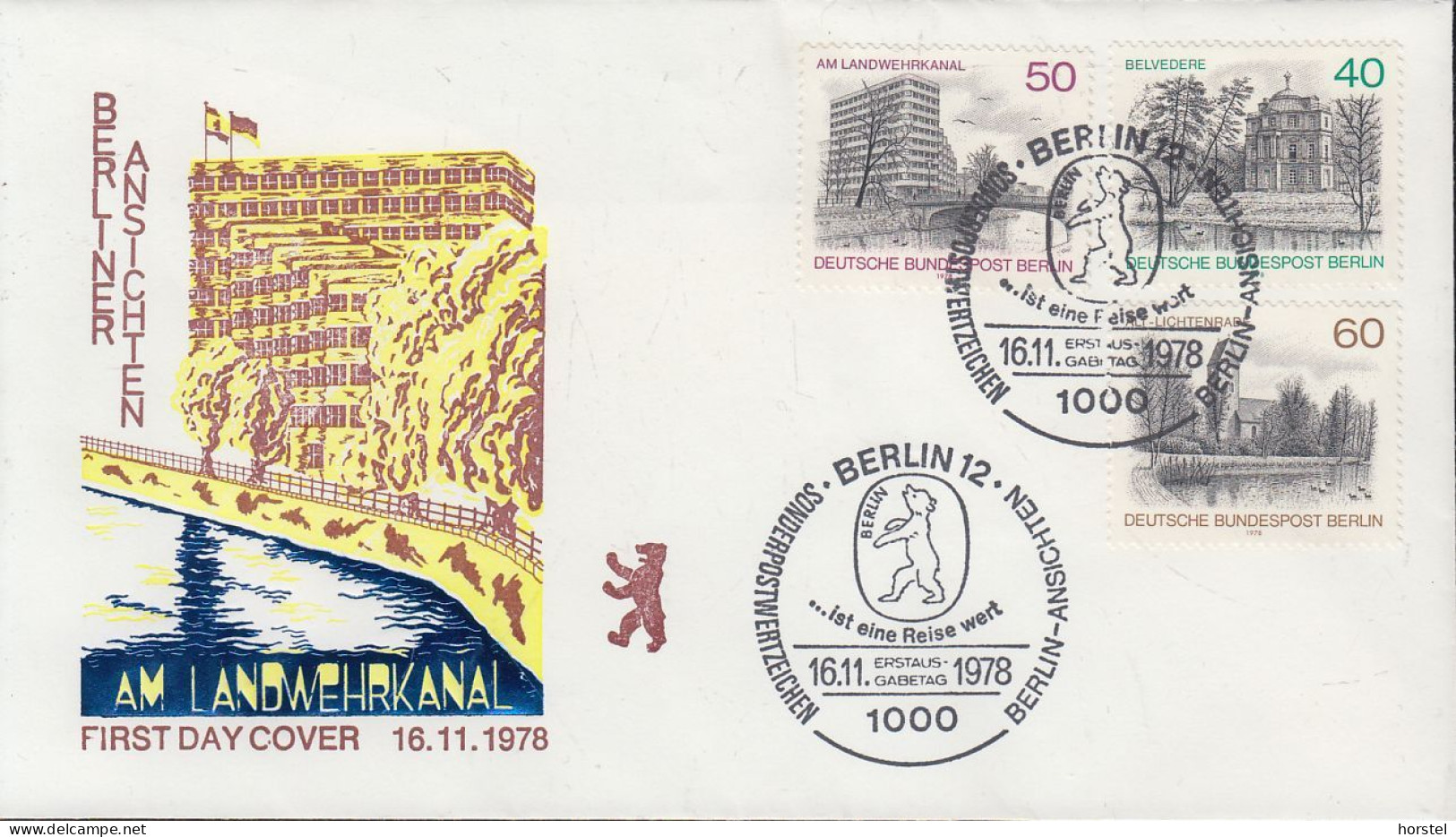 Berlin Mi.578-580 - FDC Berlin - Ansichten - Landwehrkanal - Belvedere - Lichtenrade - 1971-1980