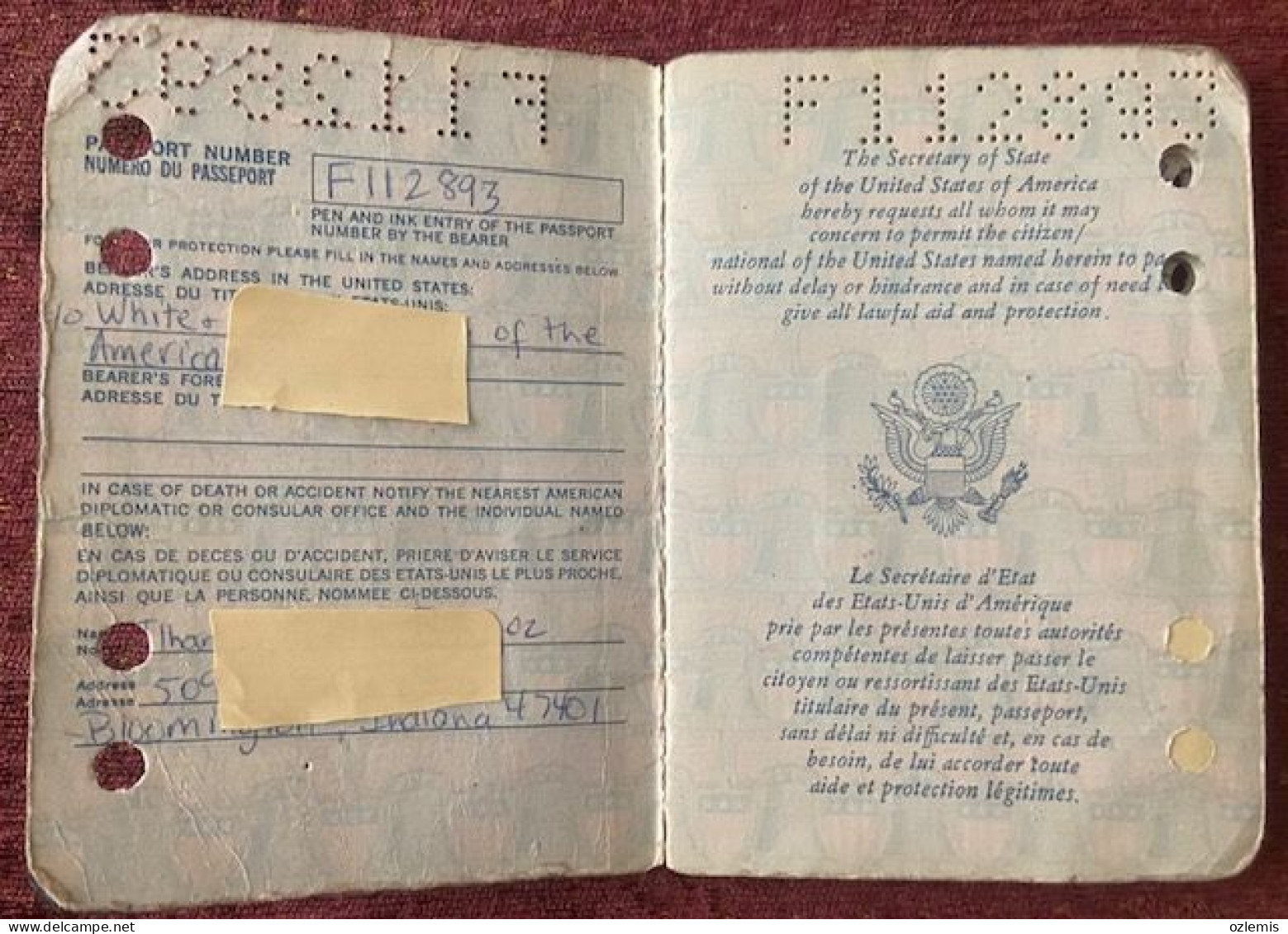 PASSPORT  PASSEPORT ,UNITED STATES 1985 ,USED - Non Classés