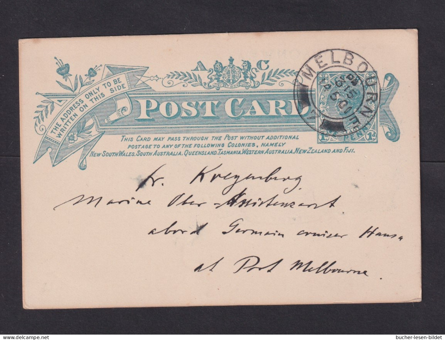 1901 - 1 P. Sonder-Ganzsache (P 23) Gebraucht In Melbourne - Cartas & Documentos