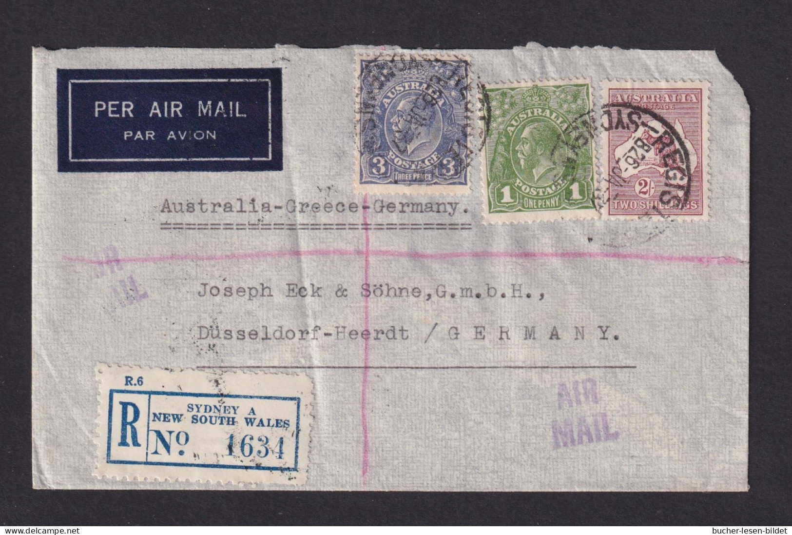 1937 - Einschreib-Flugpostbrief Mit 2 Sh. Ab Sydney Nach Düsseldorf - Mängel - Covers & Documents