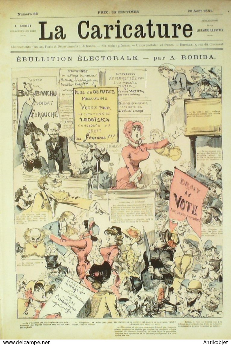 La Caricature 1881 N°  86 ébulition électorale Robida Tunisie Nos Marins Gino - Magazines - Before 1900