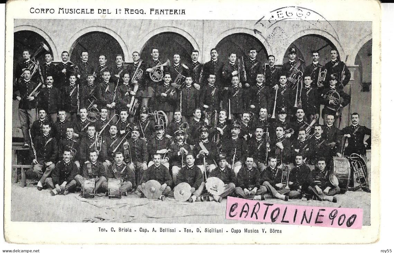 Militare Corpo Musicale Del 1 °reggimento Fanteria Veduta Militari Della Banda Musicale Primi 900 (f.piccolo) - Reggimenti